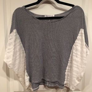 Feminine blue and white striped shirt size M